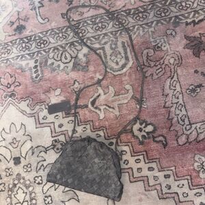 ENAZ Women's Gray Faux Leather Woven Crossbody Purse